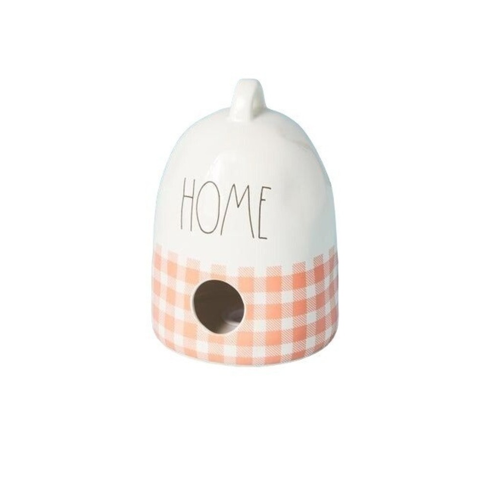 RAE DUNN 8in Home Gingham Beehive Birdhouse 2022